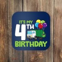 ItS My 4th Birthday Garbage Truck 4th Birthday Coaster thumb 0