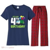 ItS My 4th Birthday Garbage Truck 4th Birthday Women's Flannel Pajama Set thumb 0