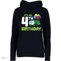 ItS My 4th Birthday Garbage Truck 4th Birthday Womens Funnel Neck Pullover Hood thumb 0