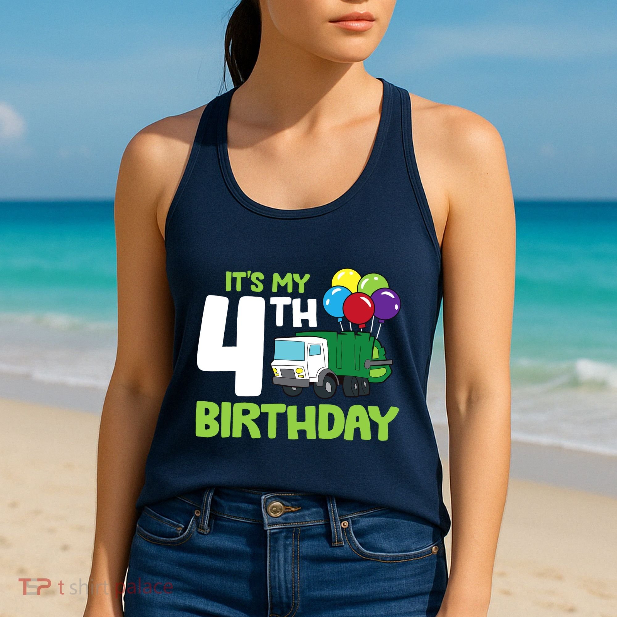 ItS My 4th Birthday Garbage Truck 4th Birthday Women's Tank Top