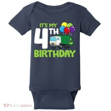 ItS My 4th Birthday Garbage Truck 4th Birthday Baby Bodysuit