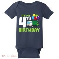 ItS My 4th Birthday Garbage Truck 4th Birthday Baby Bodysuit thumb 0