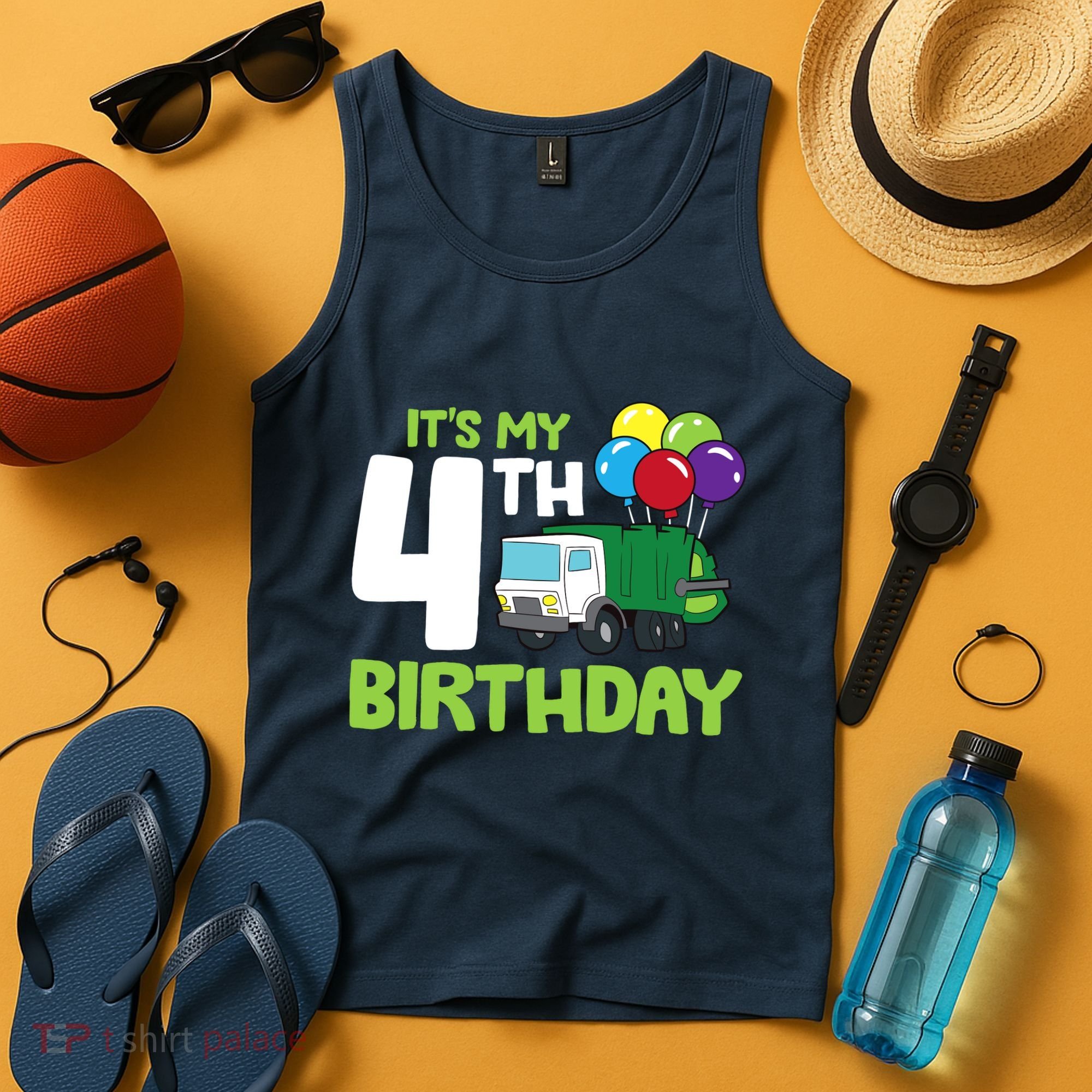 ItS My 4th Birthday Garbage Truck 4th Birthday Tank Top