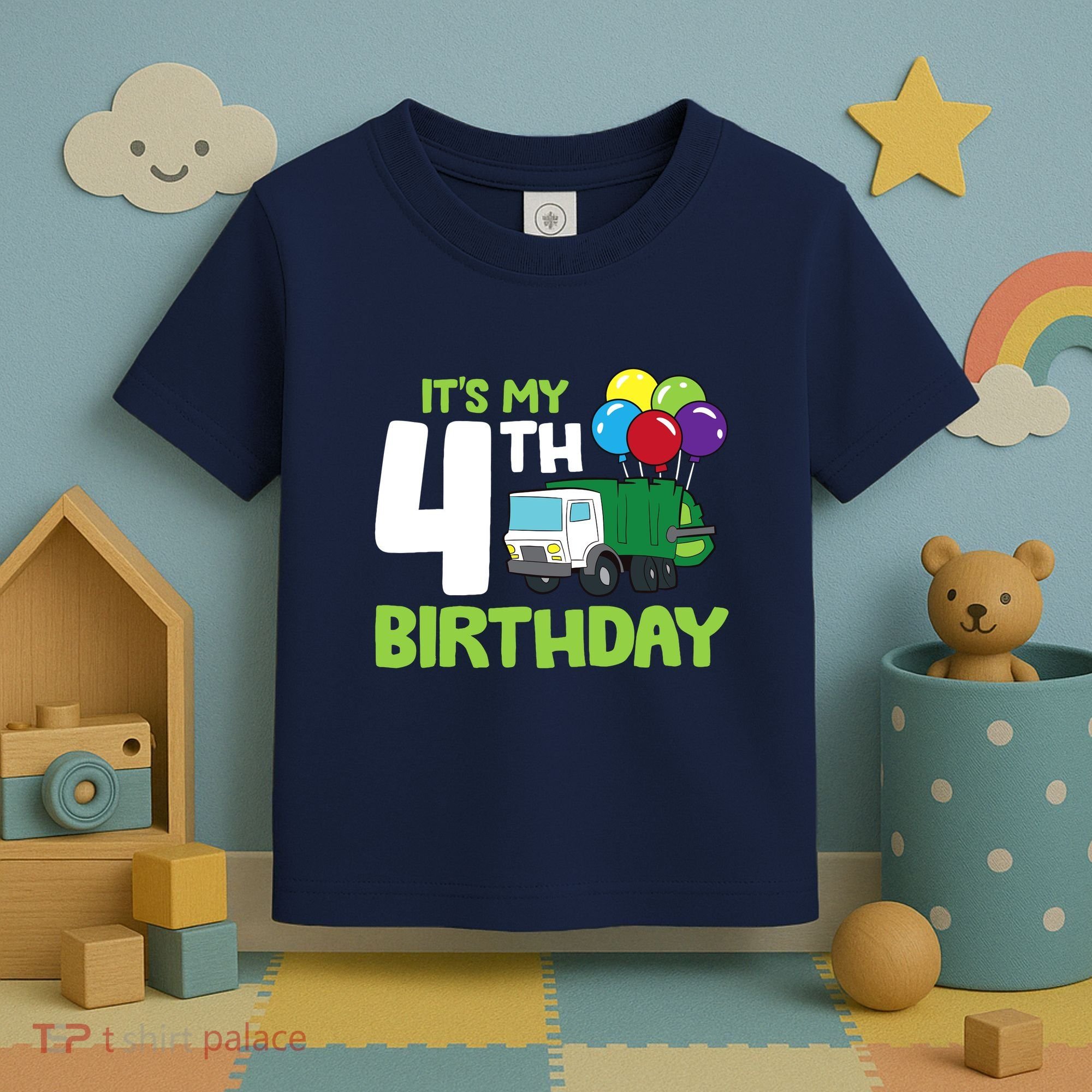 ItS My 4th Birthday Garbage Truck 4th Birthday Toddler T-Shirt