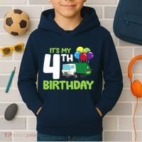 ItS My 4th Birthday Garbage Truck 4th Birthday Kids Hoodie thumb 2