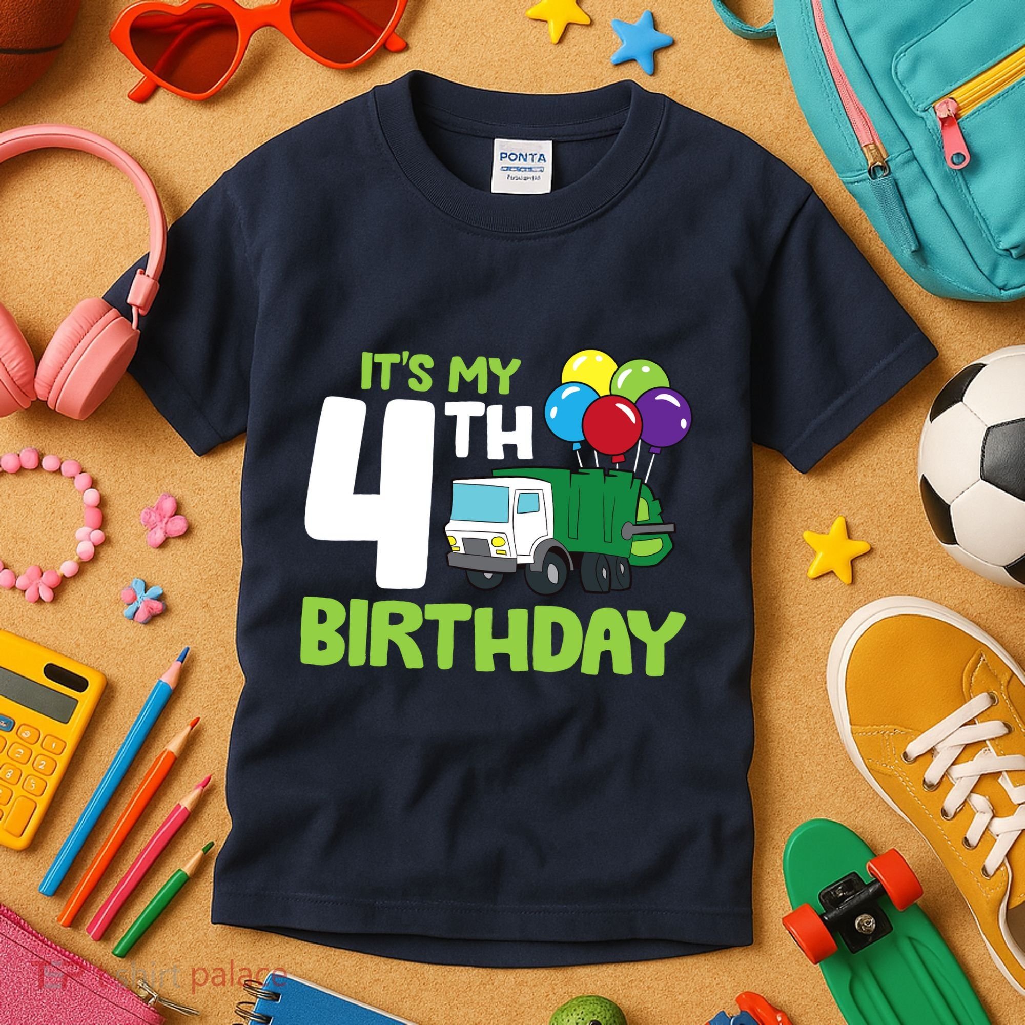 ItS My 4th Birthday Garbage Truck 4th Birthday Kids T-Shirt