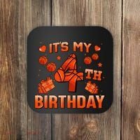 Its My 4th Birthday Basketball 4 Years Old Coaster thumb 0