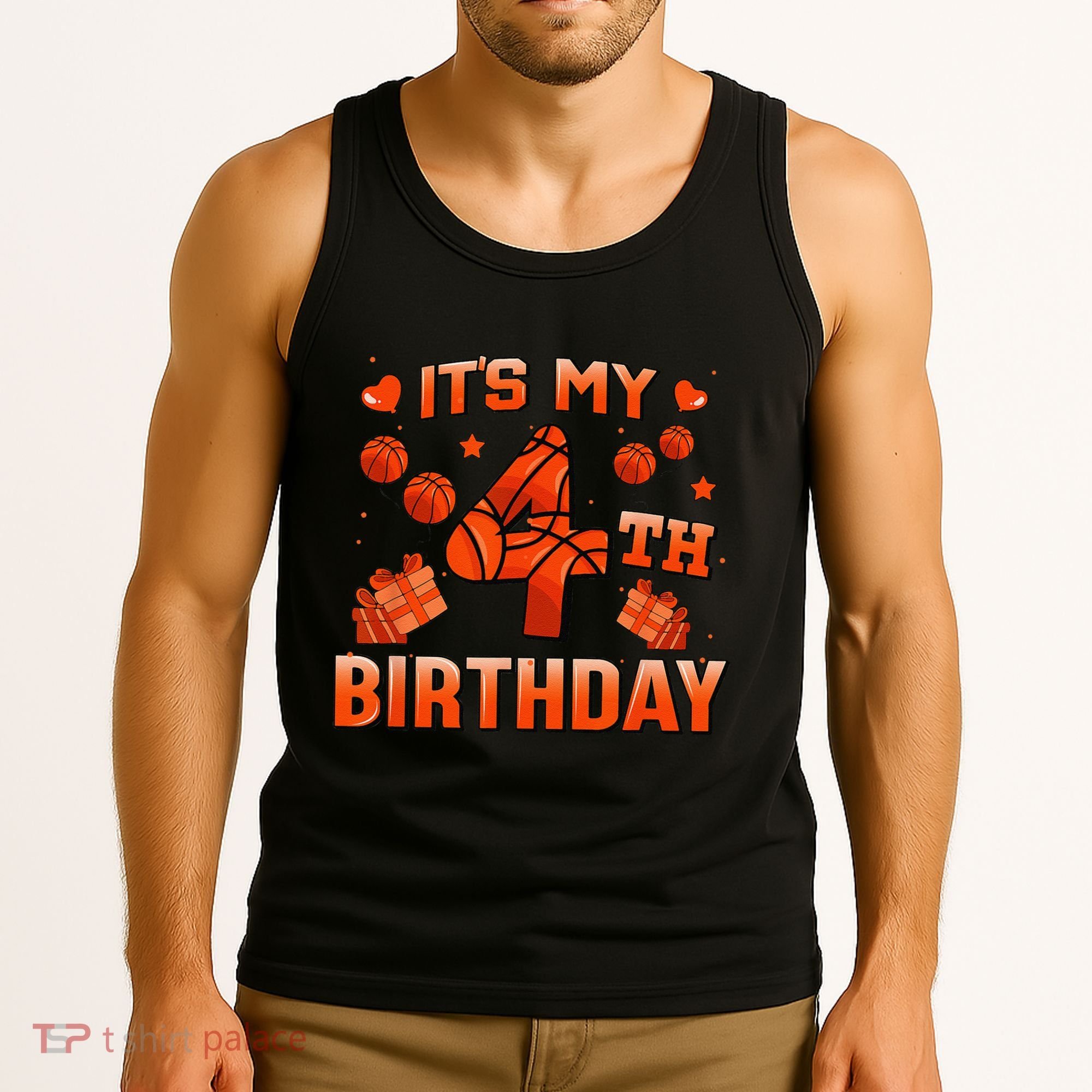 Its My 4th Birthday Basketball 4 Years Old Tank Top
