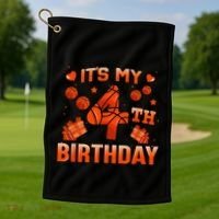 Its My 4th Birthday Basketball 4 Years Old Golf Towel thumb 1