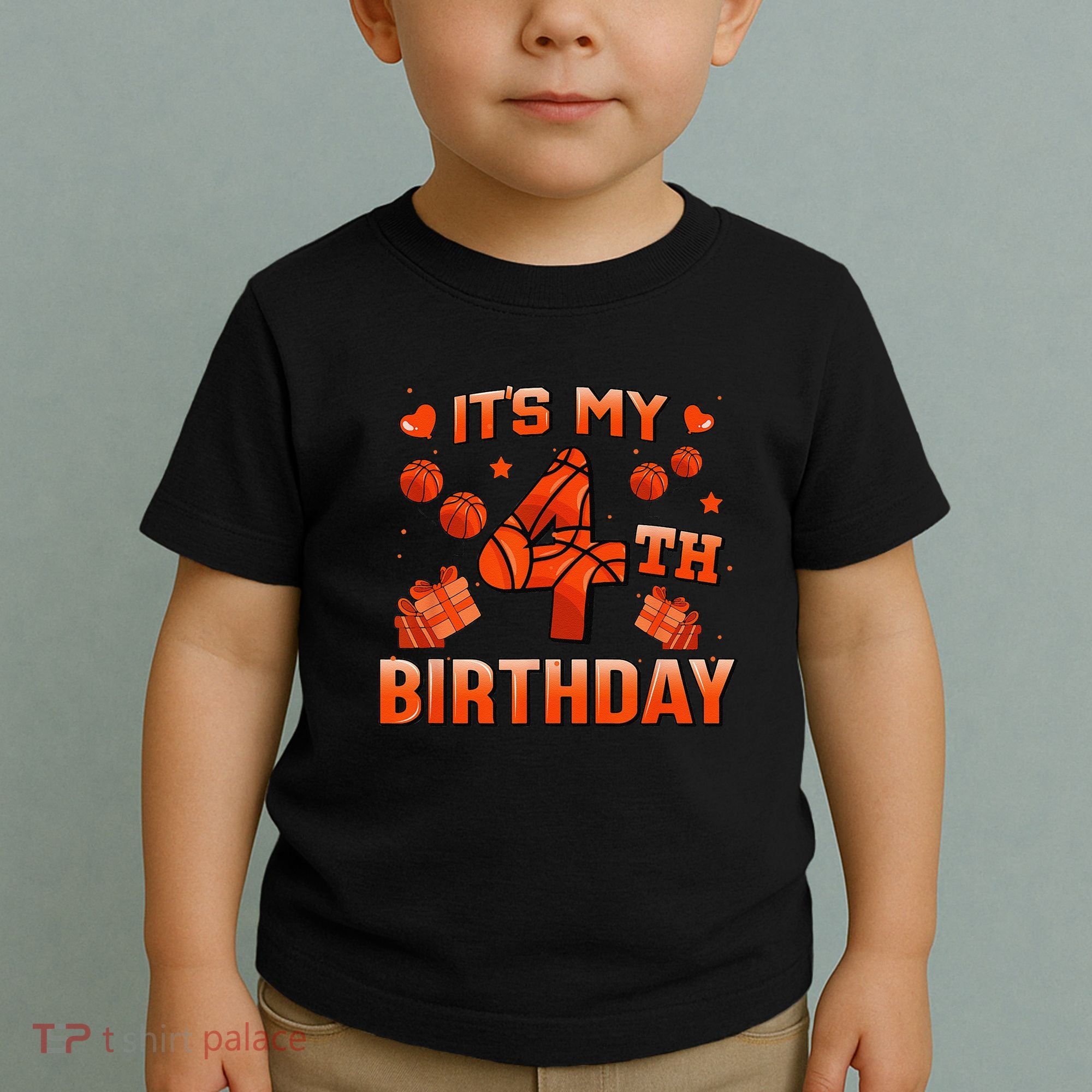 Its My 4th Birthday Basketball 4 Years Old Toddler T-Shirt