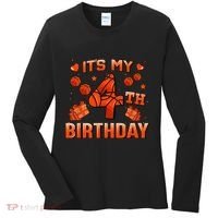 Its My 4th Birthday Basketball 4 Years Old Women's Long Sleeve Shirt thumb 0