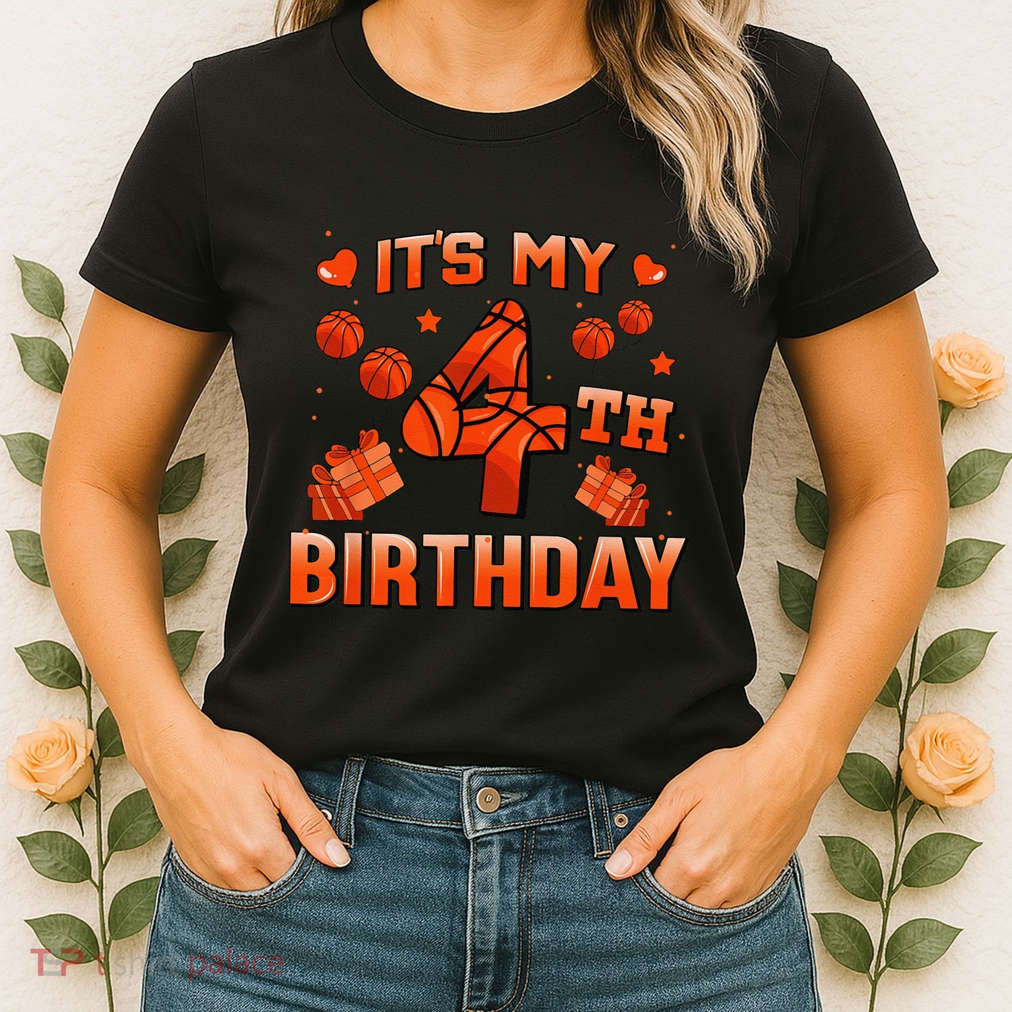 Its My 4th Birthday Basketball 4 Years Old Women's T-Shirt