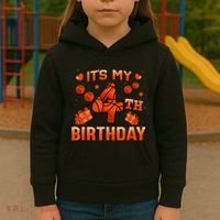 Its My 4th Birthday Basketball 4 Years Old Kids Hoodie thumb 3