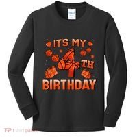 Its My 4th Birthday Basketball 4 Years Old Kids Long Sleeve Shirt thumb 0