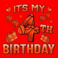 Its My 4th Birthday Basketball 4 Years Old Santa Hat thumb 1