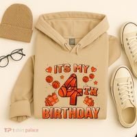 Its My 4th Birthday Basketball 4 Years Old Hoodie thumb 4
