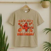 Its My 4th Birthday Basketball 4 Years Old T-Shirt thumb 2