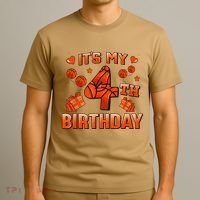 Its My 4th Birthday Basketball 4 Years Old T-Shirt thumb 3