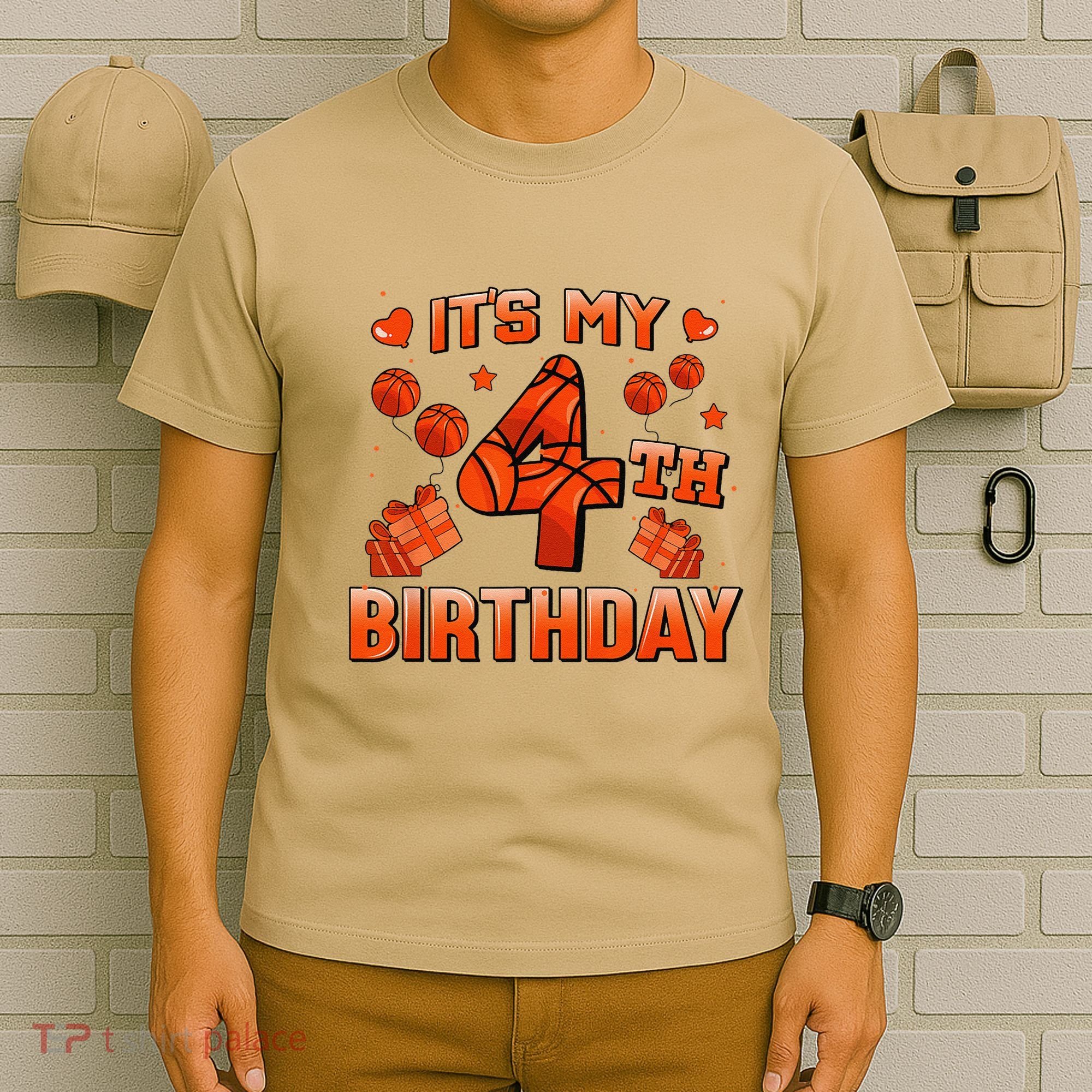 Its My 4th Birthday Basketball 4 Years Old T-Shirt