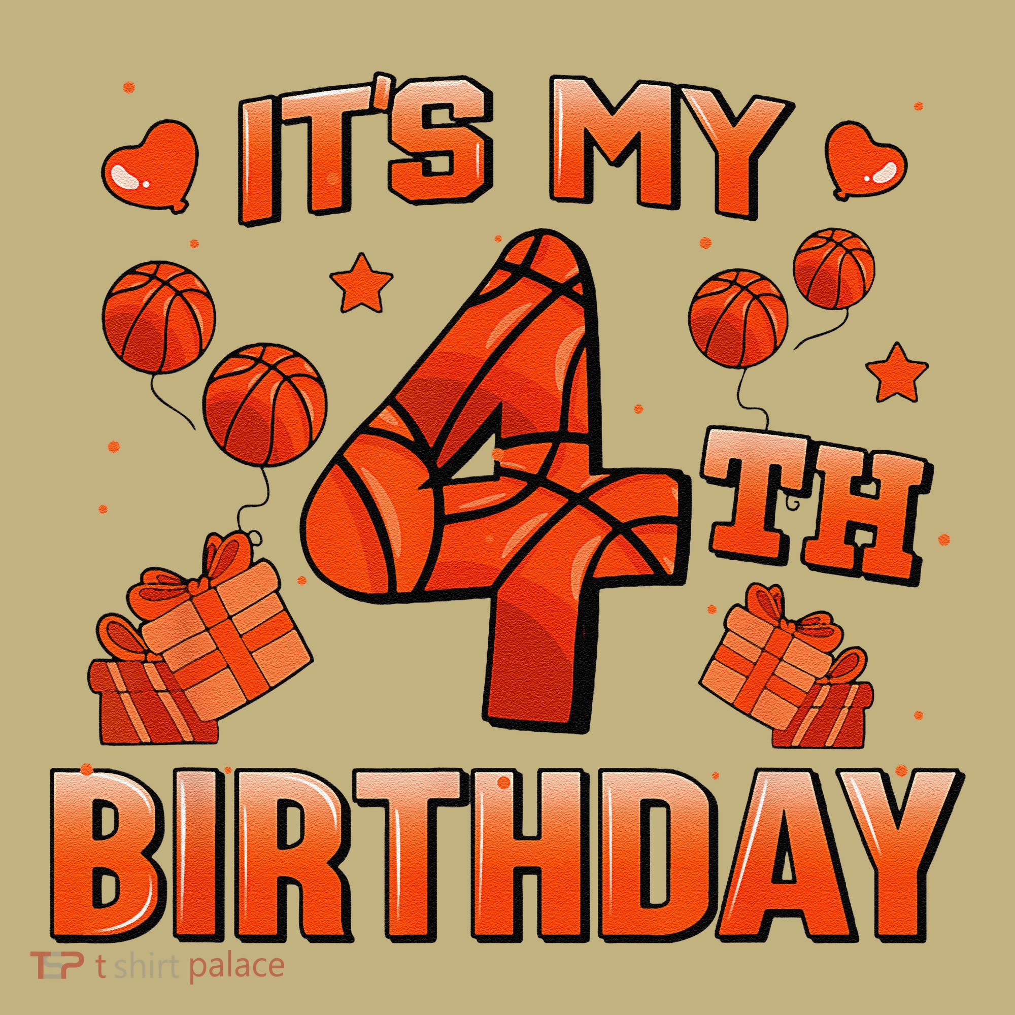 Its My 4th Birthday Basketball 4 Years Old T-Shirt