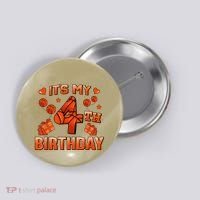 Its My 4th Birthday Basketball 4 Years Old Button thumb 0