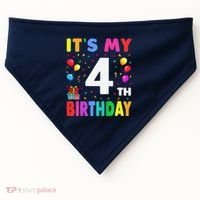 ItS My 4th Birthday 4 Four Happy Birthday USA-Made Doggie Bandana thumb 0
