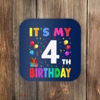 ItS My 4th Birthday 4 Four Happy Birthday Coaster thumb 0