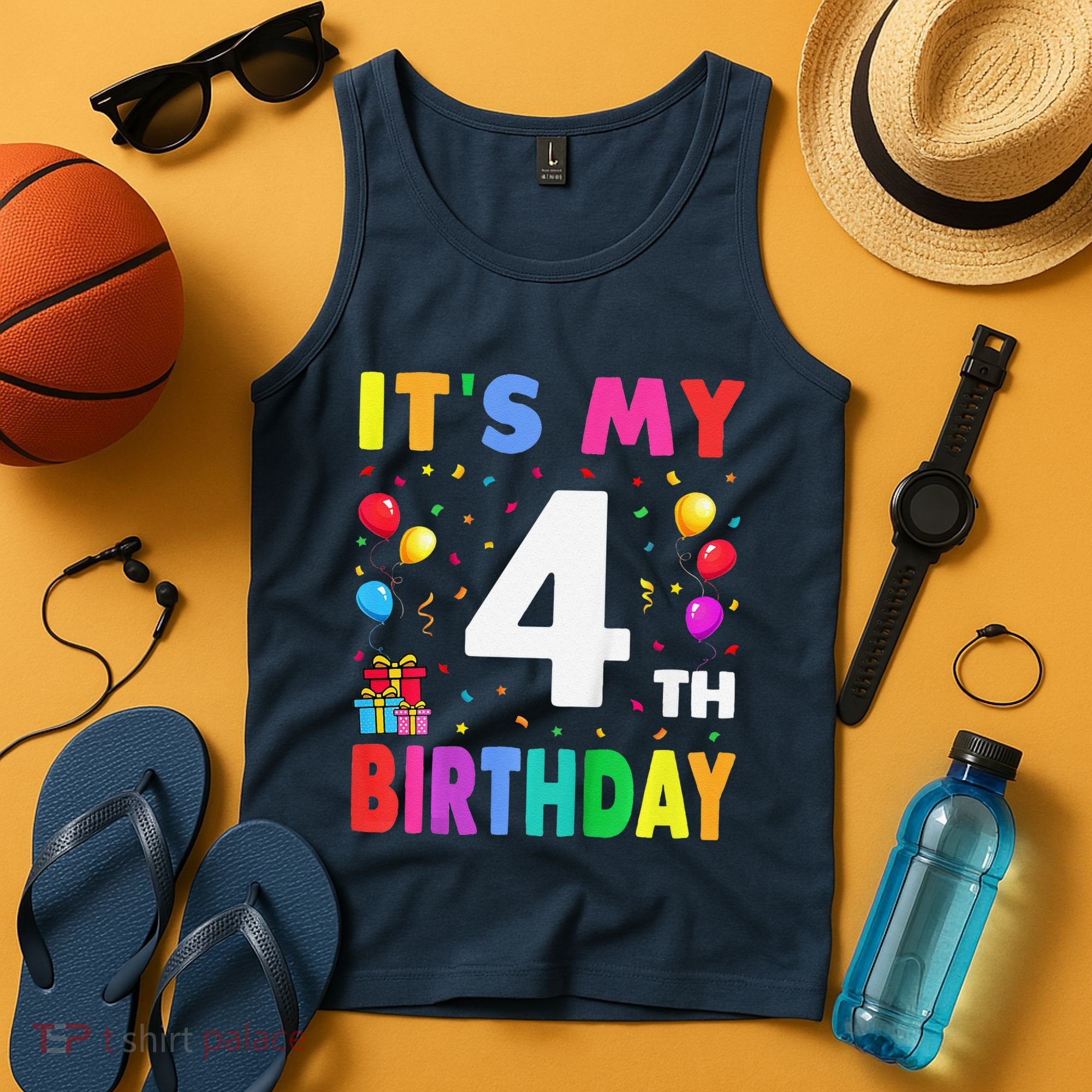 ItS My 4th Birthday 4 Four Happy Birthday Tank Top