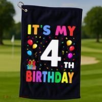 ItS My 4th Birthday 4 Four Happy Birthday Golf Towel thumb 1