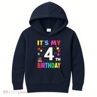 ItS My 4th Birthday 4 Four Happy Birthday Kids Hoodie thumb 0