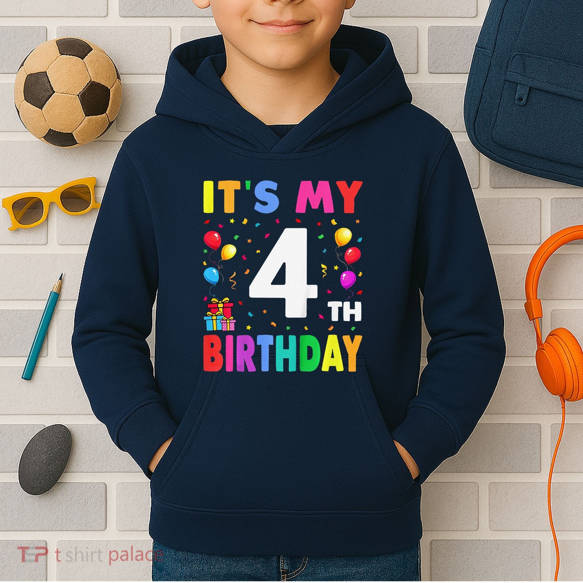 ItS My 4th Birthday 4 Four Happy Birthday Kids Hoodie