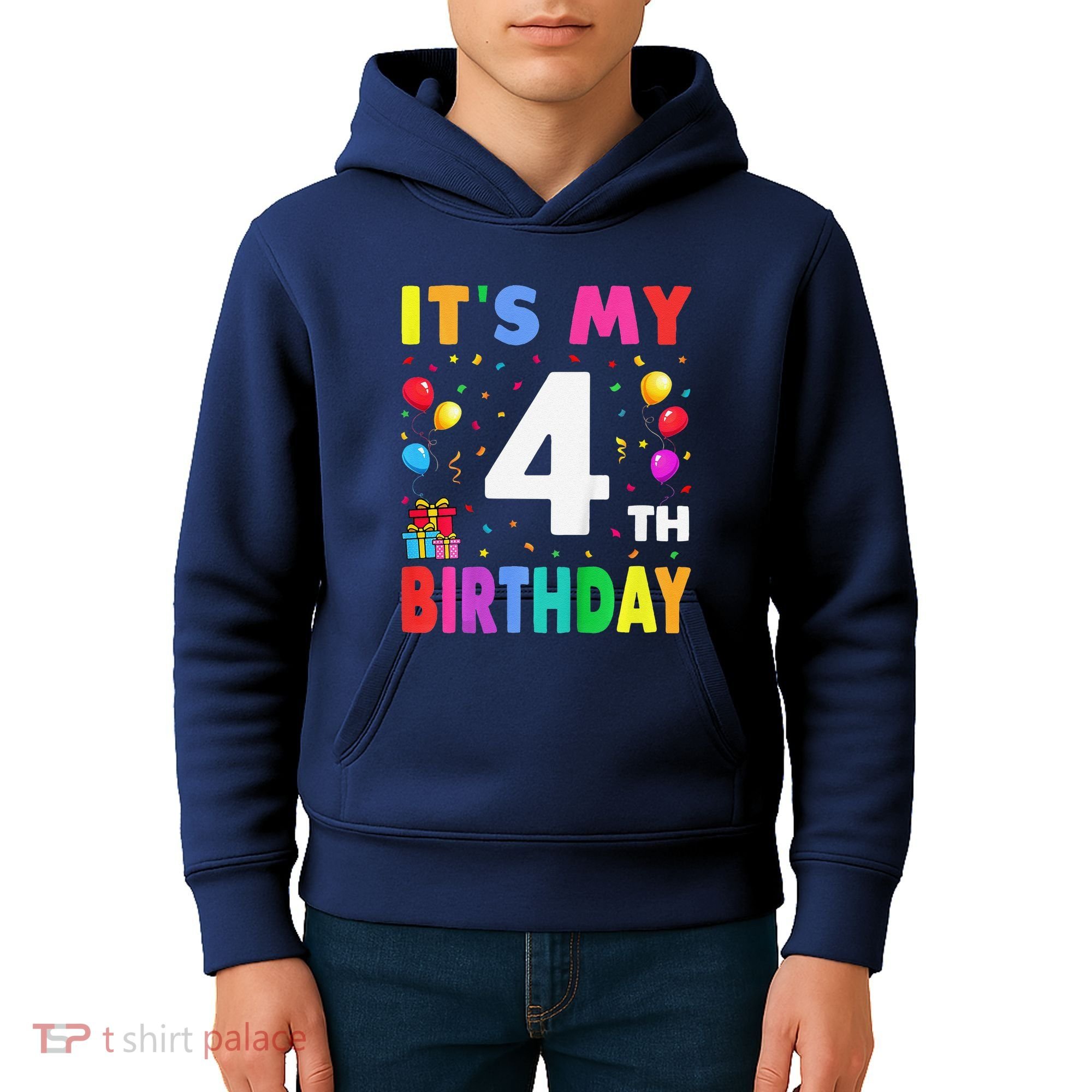 ItS My 4th Birthday 4 Four Happy Birthday Kids Hoodie