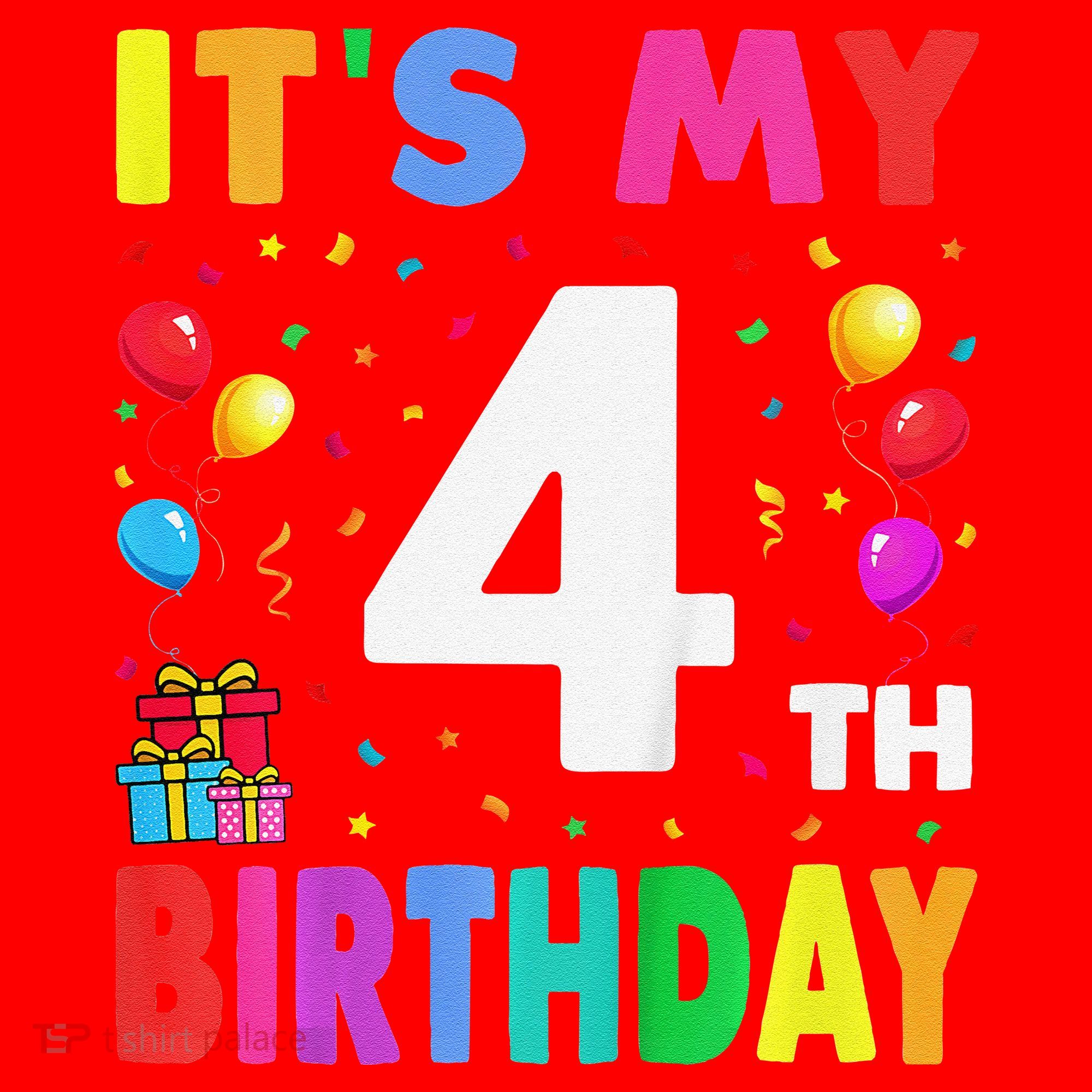 ItS My 4th Birthday 4 Four Happy Birthday Santa Hat