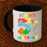 Its My 5th Birthday Autism 5 Years Old Coffee Mug thumb 2