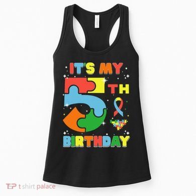 Its My 5th Birthday Autism 5 Years Old Women's Tank Top