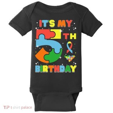 Its My 5th Birthday Autism 5 Years Old Baby Bodysuit
