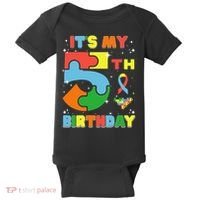 Its My 5th Birthday Autism 5 Years Old Baby Bodysuit thumb 0
