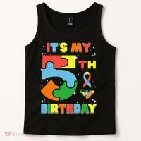 Its My 5th Birthday Autism 5 Years Old Tank Top thumb 2