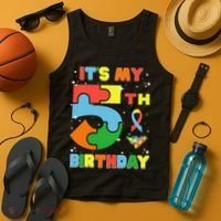 Its My 5th Birthday Autism 5 Years Old Tank Top thumb 4