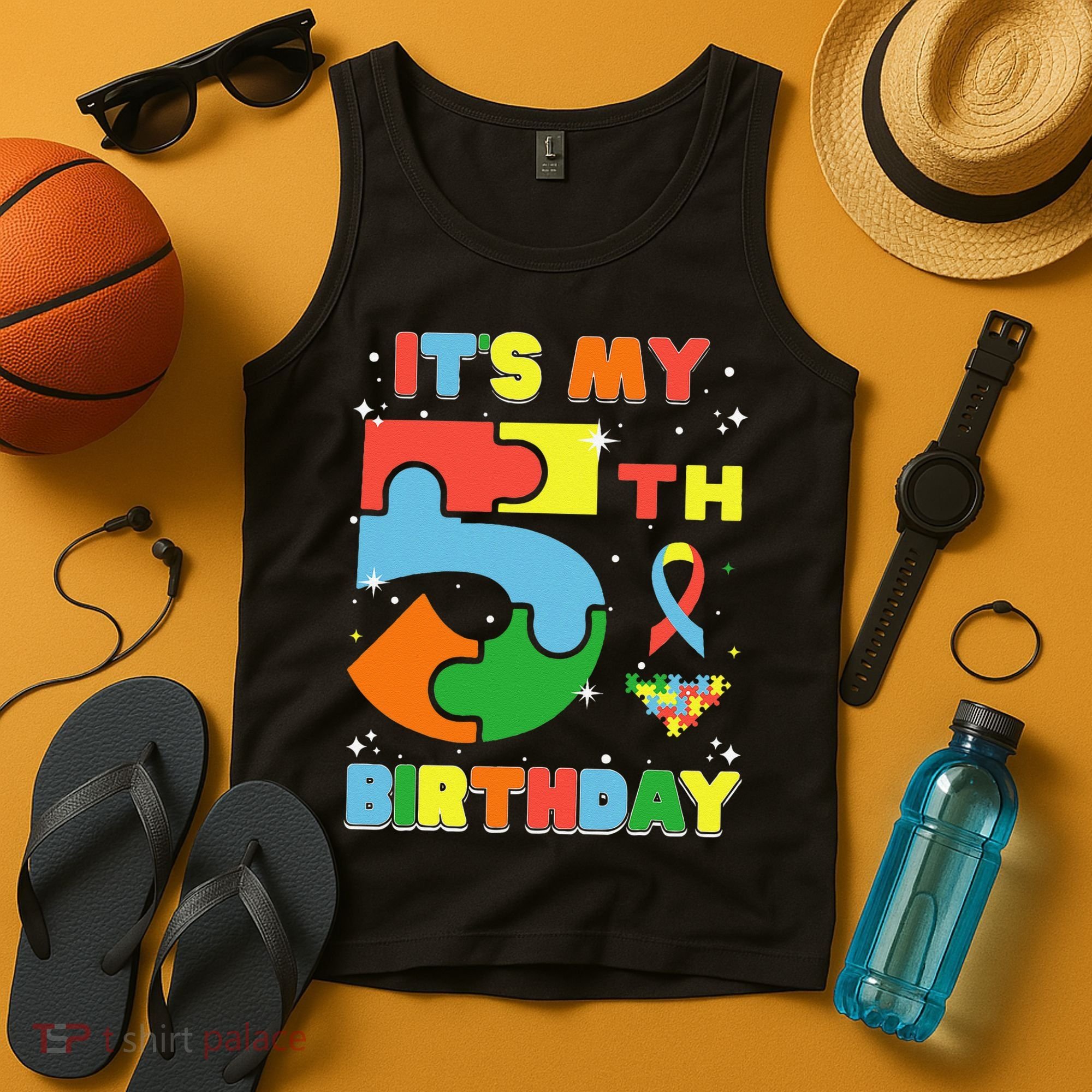 Its My 5th Birthday Autism 5 Years Old Tank Top