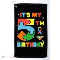 Its My 5th Birthday Autism 5 Years Old Golf Towel thumb 0