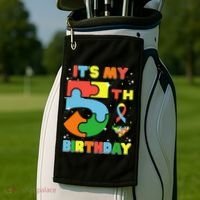 Its My 5th Birthday Autism 5 Years Old Golf Towel thumb 2