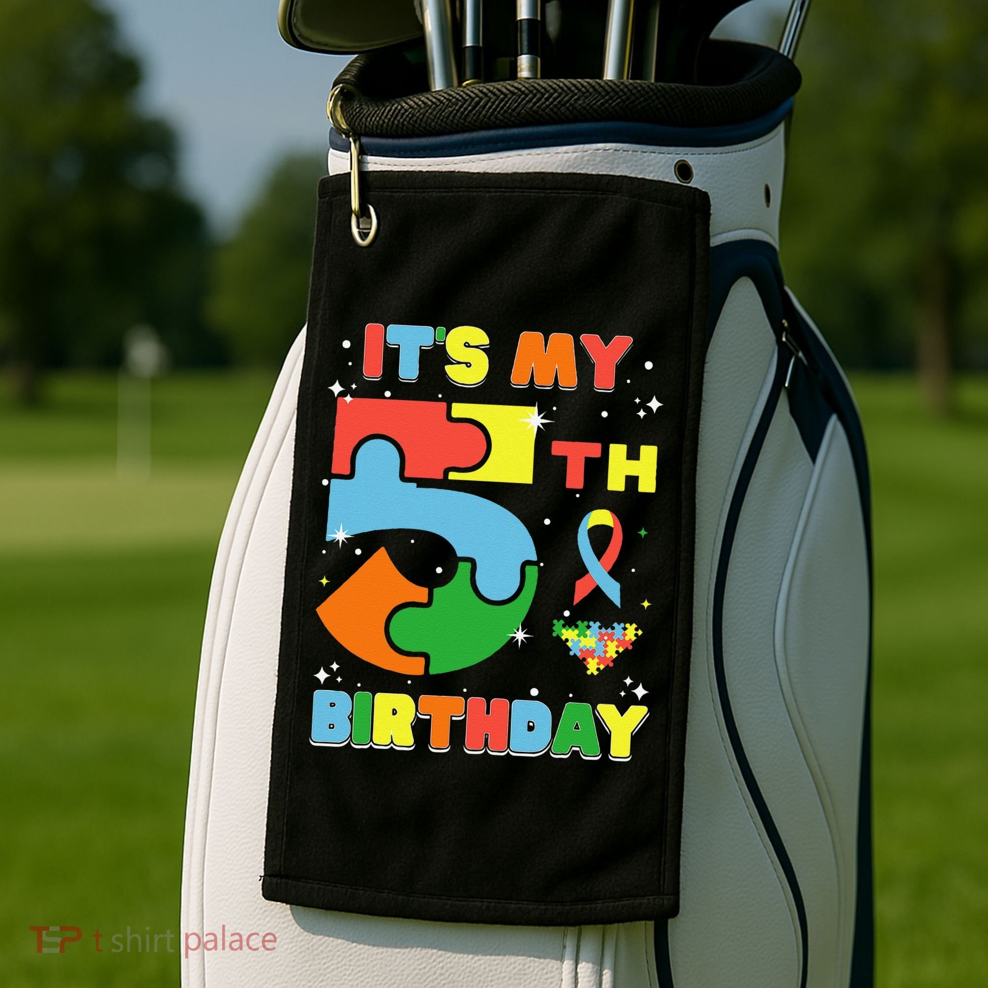 Its My 5th Birthday Autism 5 Years Old Golf Towel