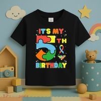 Its My 5th Birthday Autism 5 Years Old Toddler T-Shirt thumb 3