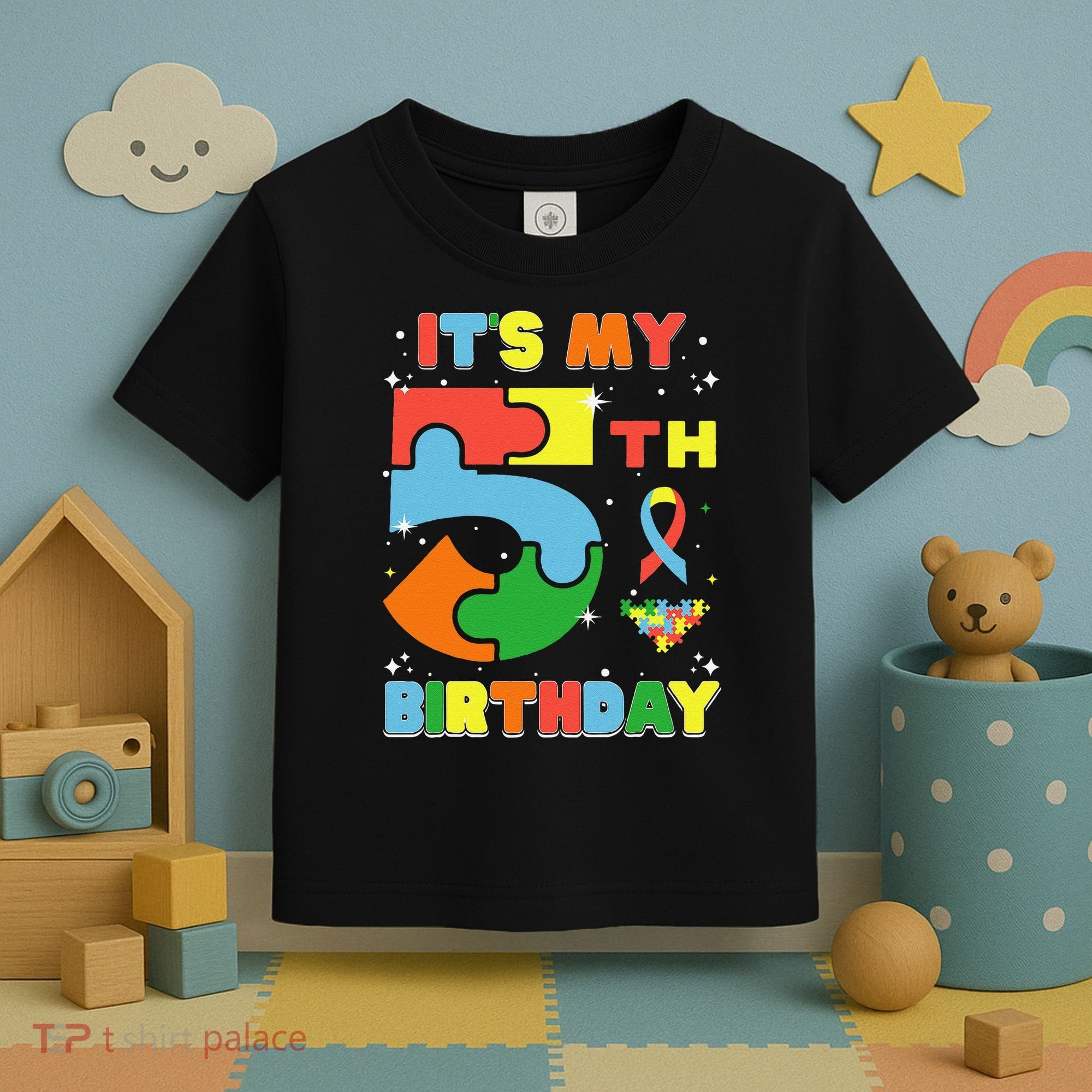 Its My 5th Birthday Autism 5 Years Old Toddler T-Shirt