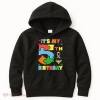 Its My 5th Birthday Autism 5 Years Old Kids Hoodie thumb 0
