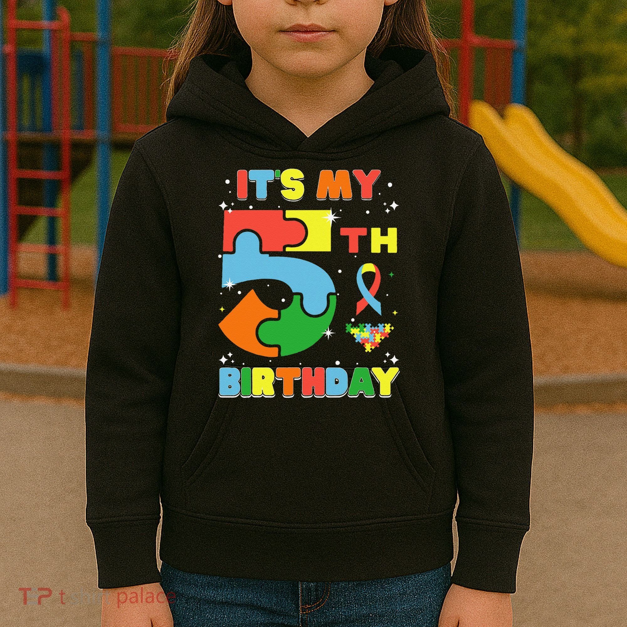Its My 5th Birthday Autism 5 Years Old Kids Hoodie