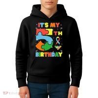 Its My 5th Birthday Autism 5 Years Old Kids Hoodie thumb 4