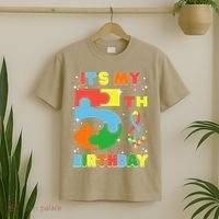 Its My 5th Birthday Autism 5 Years Old T-Shirt thumb 2