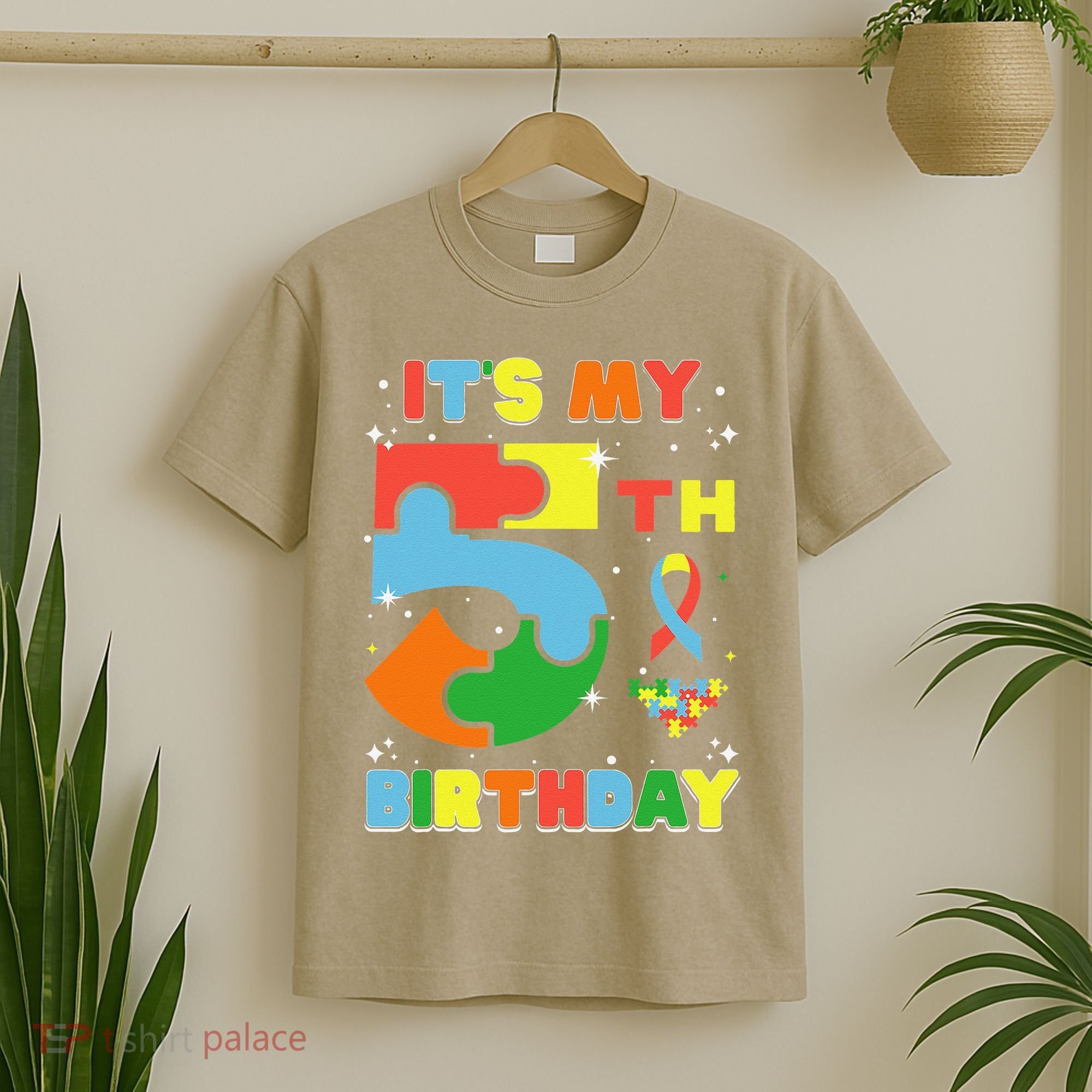 Its My 5th Birthday Autism 5 Years Old T-Shirt